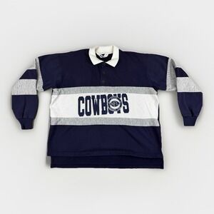 Vintage Chalk Line Dallas Cowboys NFL Tailgate Club Rugby Pullover XL‎ 90s Retro